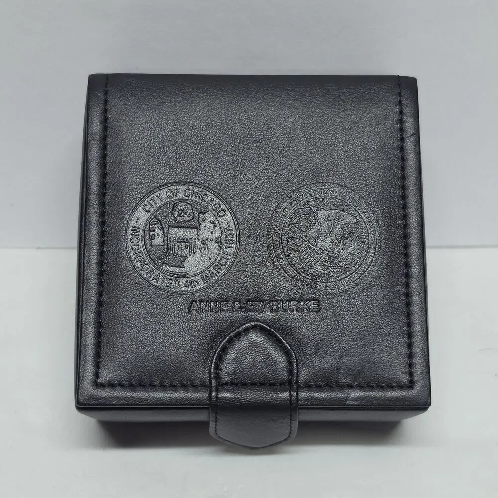 Chicago And Illinois Seal Anne & Ed Burke Alderman & Judge Leather Jewelry Box